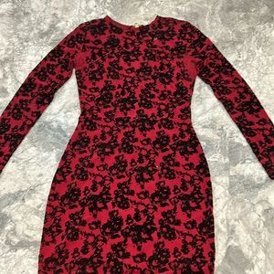 Red dress with velvet flower detail